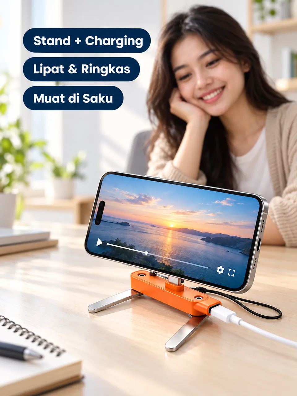HP Susah Ditaruh Saat Dicas? Sekarang Bisa Berdiri Tegak Sambil Ngecas — Nonton Jadi Santai